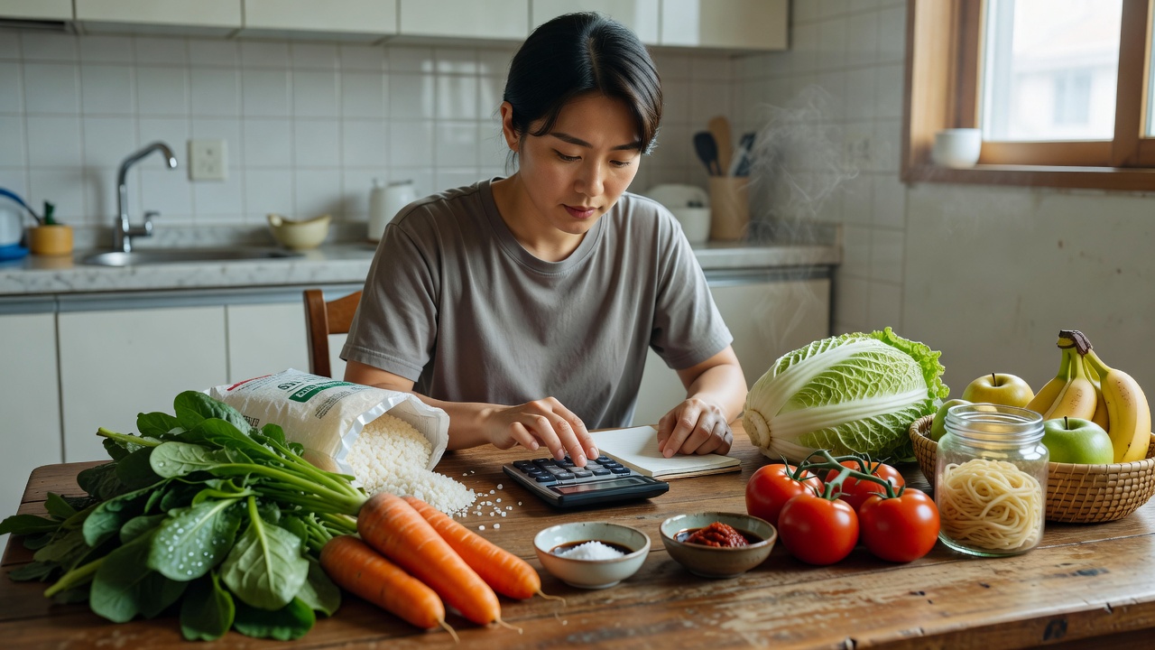원푸드 다이어트 비용 계산을 돕는 신선한 식재료와 계산기