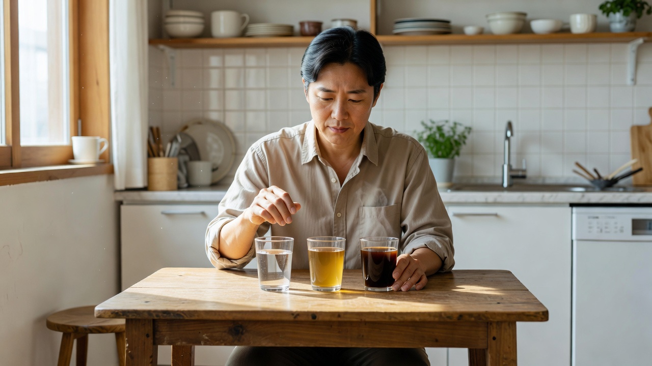 원푸드 식단 허용 음료 선택을 보여주는 실생활 장면