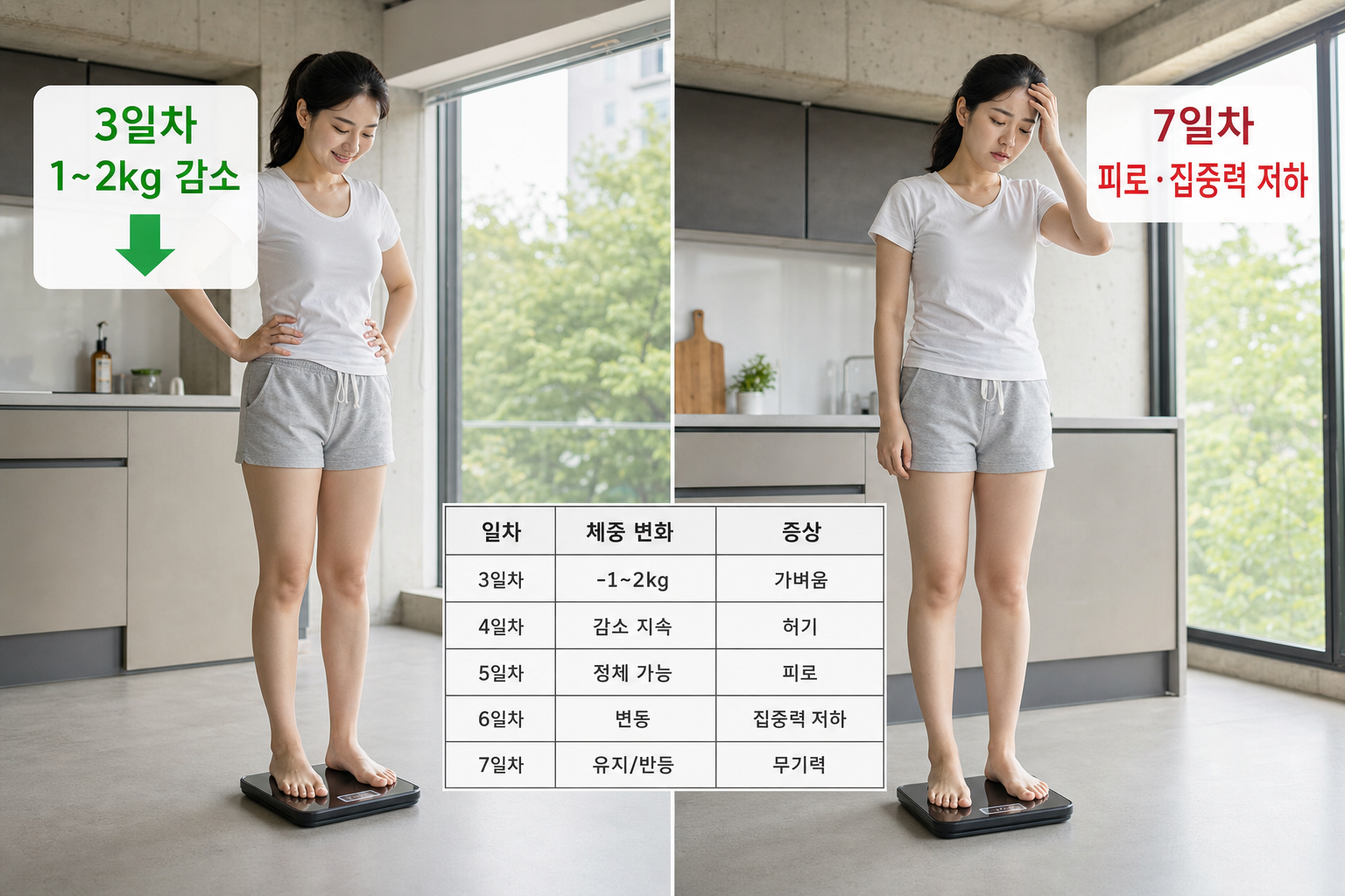 원푸드 다이어트 몸 변화 3일차부터 7일차까지 나타나는 몸의 변화